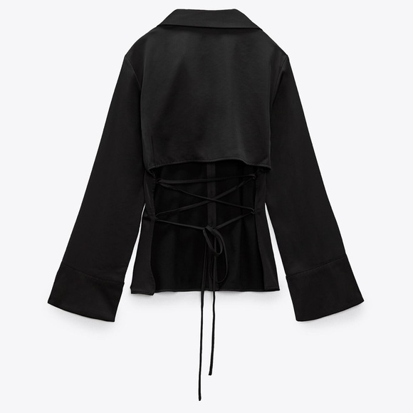 Zara button up satin open back blouse - Picture 7 of 8